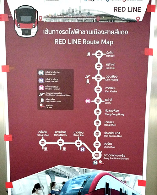 Plano de la l铆nea de metro Red Line de Bangkok.