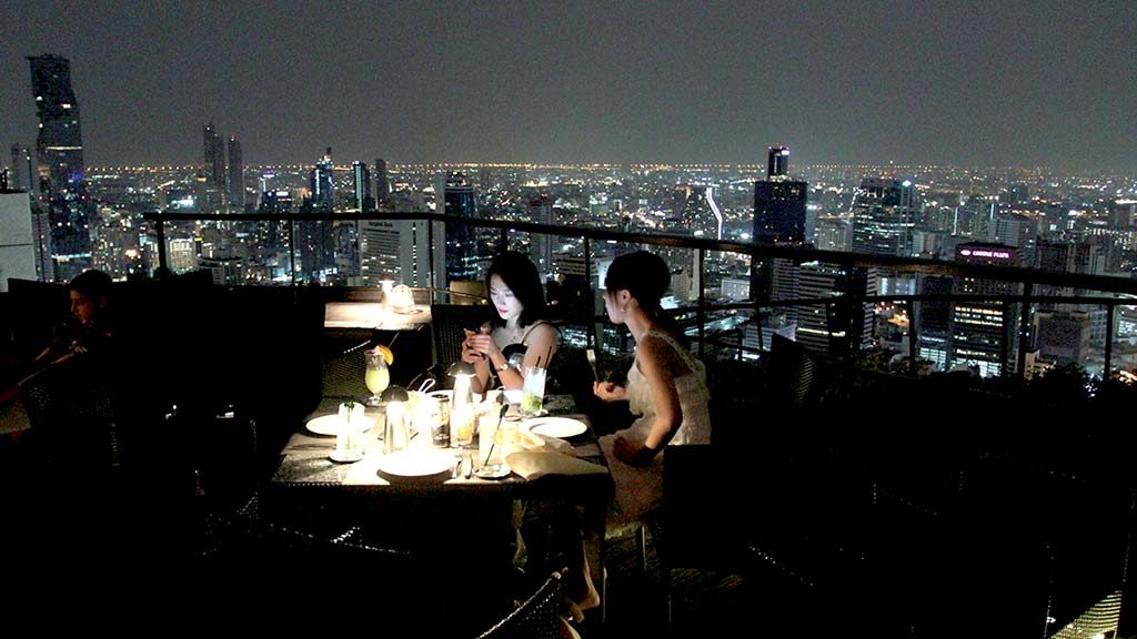 Rooftop restaurant in Bangkok.