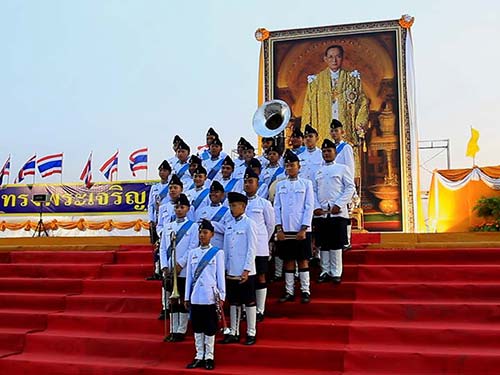 Youth musical band in a tribute to the last king of Thailand.