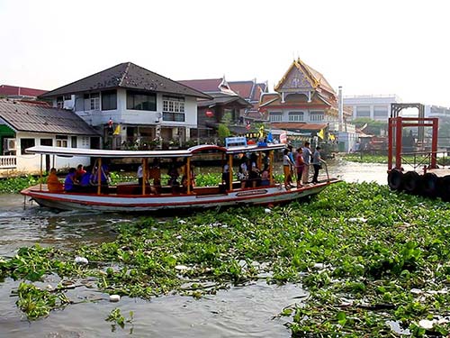 Public transport by boat on the Chao Phraya River in Bangkok.