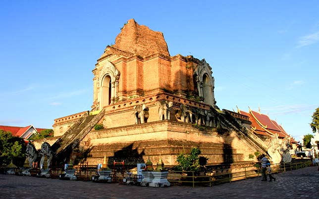 Partially collapsed stupa in Wat Chedi Luang, Chiang Mai.