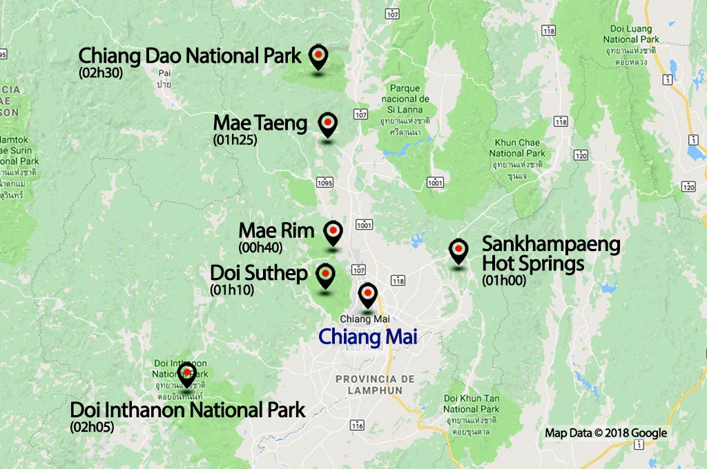 Chiang-Mai-surroundings-1 Map of Chiang Mai.