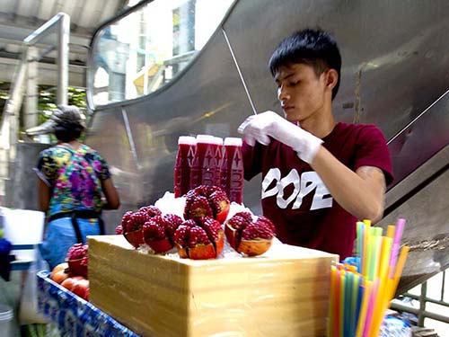 Pomegranate juice stall, Bangkok.
