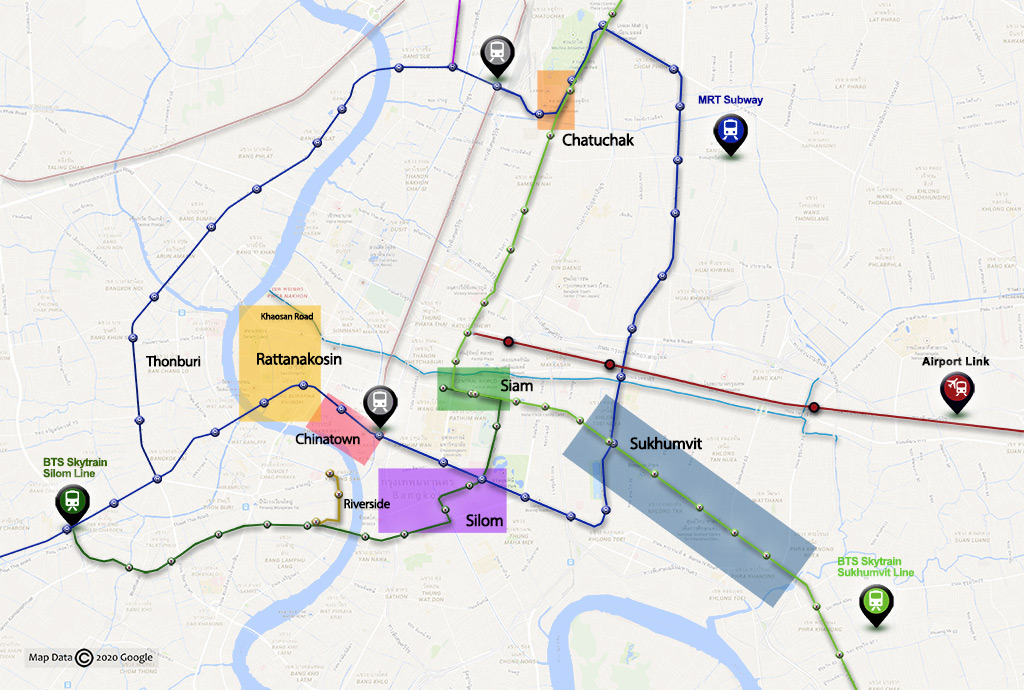 Getting-around-map-2020 Tourist Areas of Bangkok