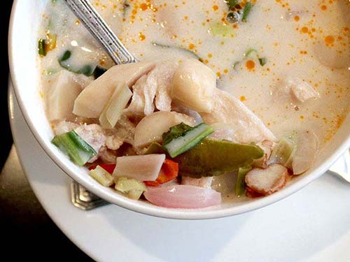 Chicken soup with coconut milk Tom Ka Gai.