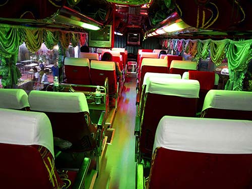 Interior of a VIP bus.