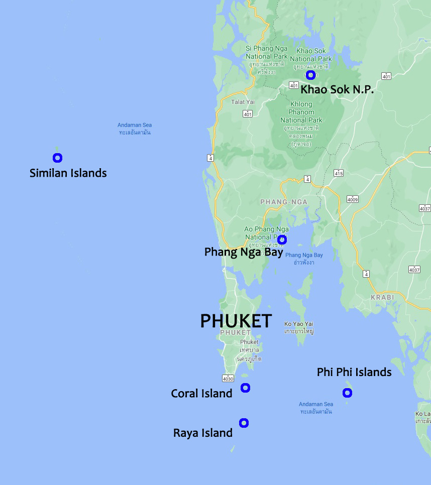 Mapa de excursiones en Phuket