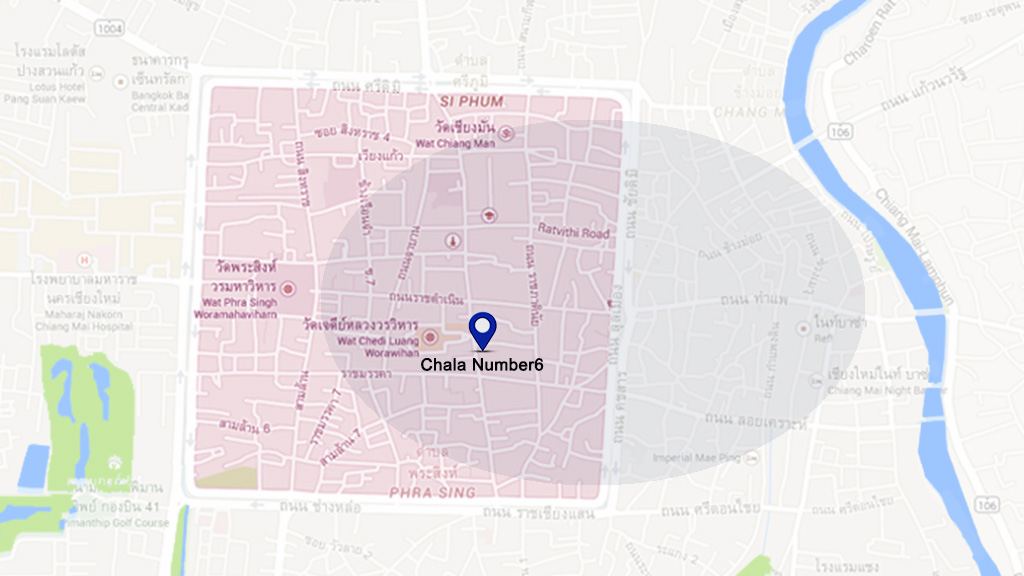 Plano de situación del hotel Chala Number6 en Chiang Mai