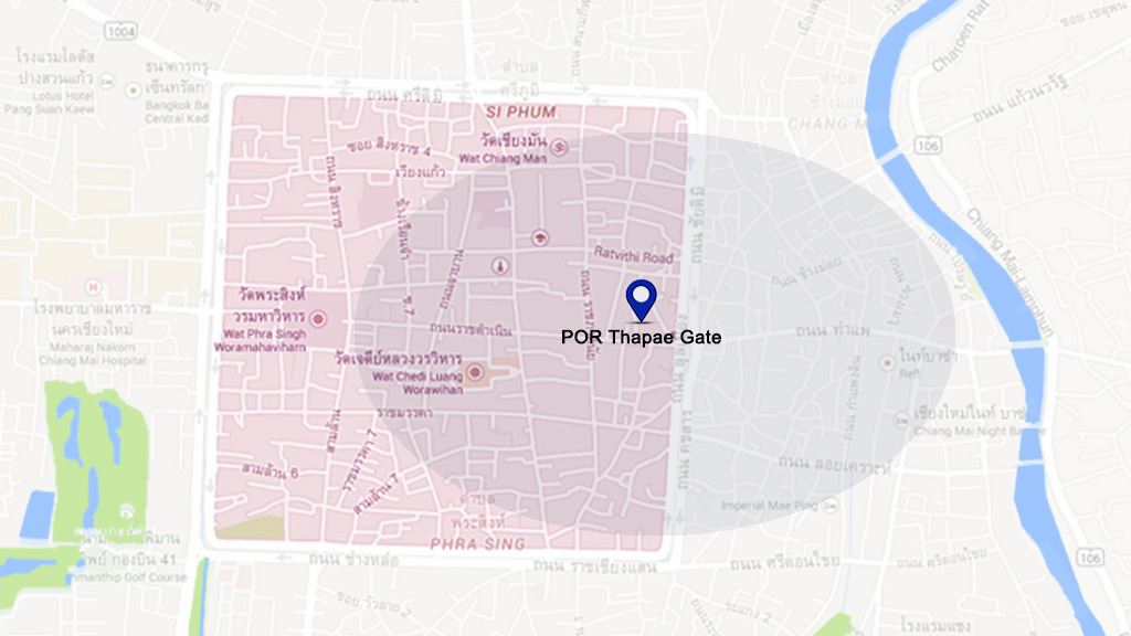 Plano de situación del POR Thapae Gate Hotel en Chiang Mai