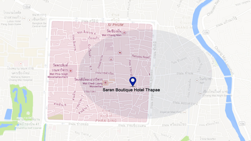 Plano de situación del Saran Boutique Hotel Thapae en Chiang Mai
