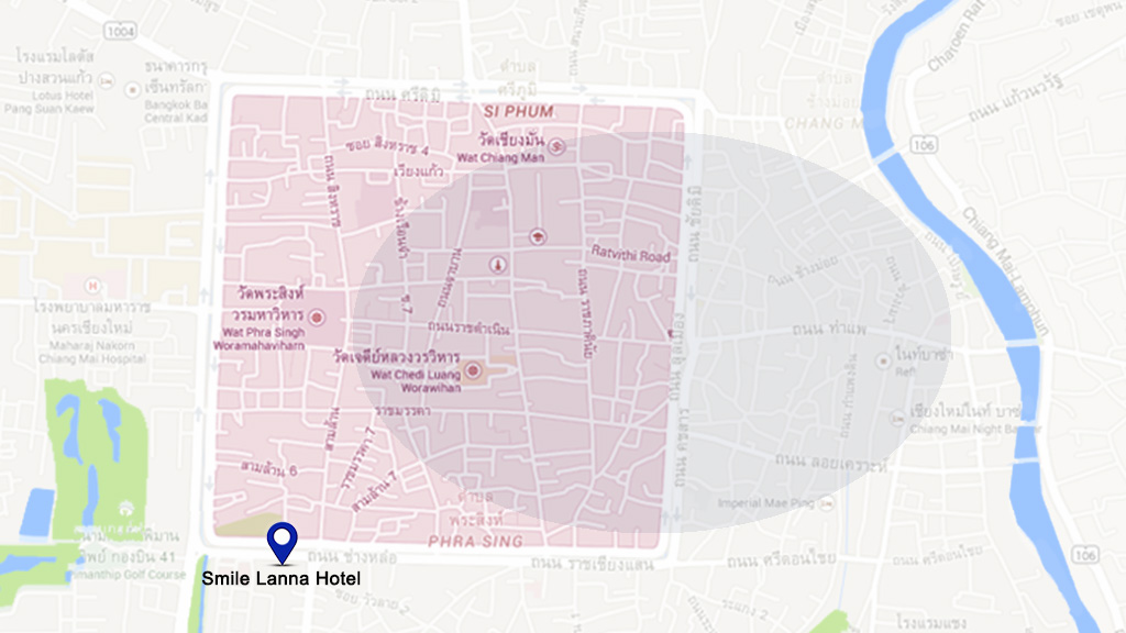 Plano de situación del hotel Smile Lanna Hotel en Mai