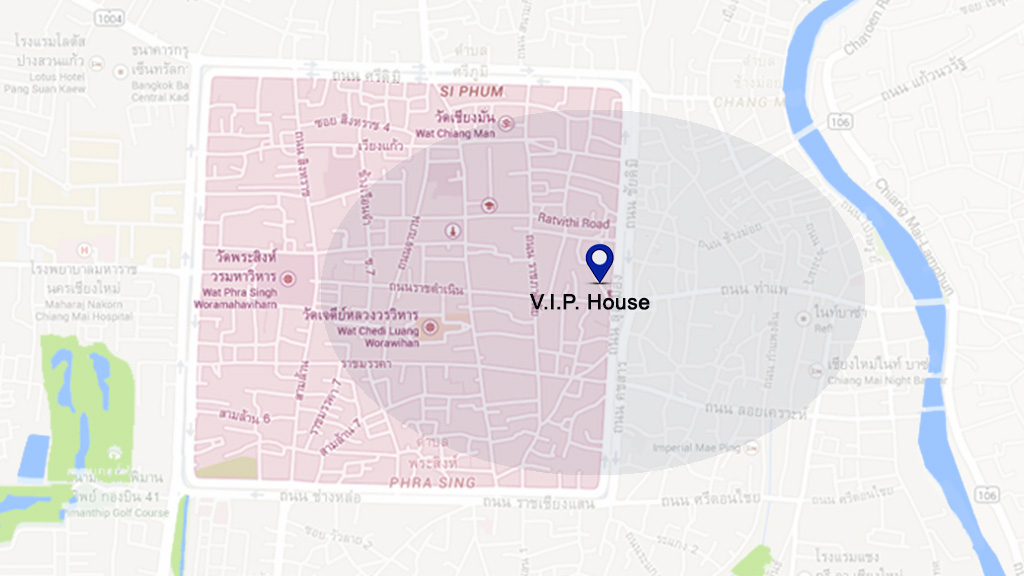 Plano de ubicación del hotel V.I.P. House en Chiang Mai