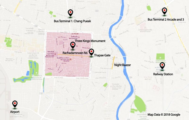 Map of Chiang Mai.