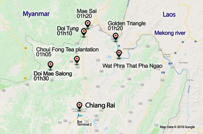 Chiang Rai province map.